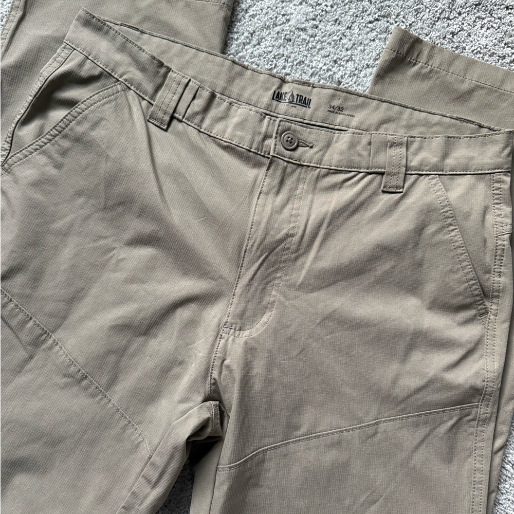 Lake & Trail Mens 34x32 Tan Outdoor Quick Dry Hiking Pants Stretch‎ Pockets